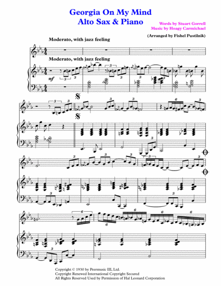 Georgia On My Mind For Alto Sax And Piano Jazz Pop Version With Improvisation Page 2