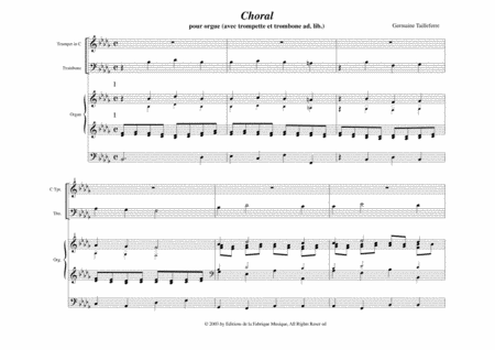 Germaine Tailleferre Choral For Organ And Optional Brass C Trumpet And Trombone Page 2