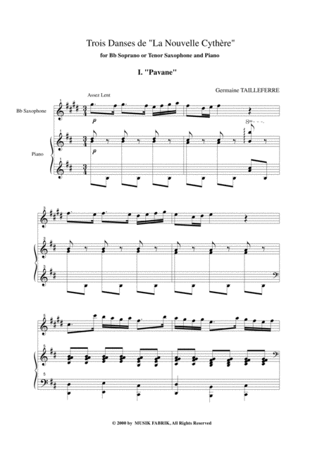 Germaine Tailleferre Trois Danses De La Nouvelle Cythre For Bb Soprano Or Tenor Saxophone And Piano Page 2