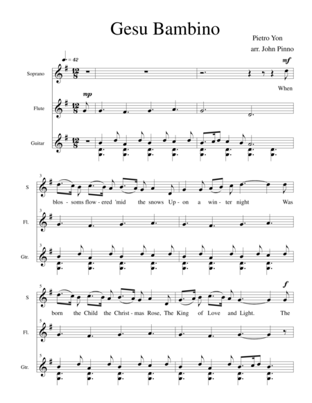 Gesu Bambino For Voice Flute And Classical Guitar Page 2