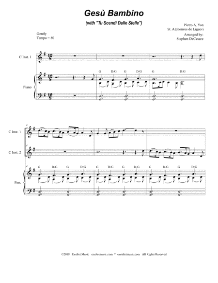 Gesu Bambino With Tu Scendi Dalle Stelle Duet For C Instruments Page 2