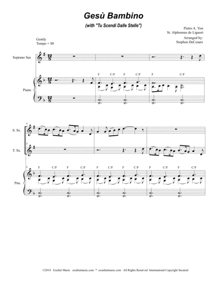 Gesu Bambino With Tu Scendi Dalle Stelle Duet For Soprano Tenor Saxophone Page 2