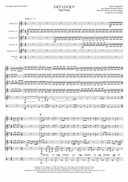 Get Lucky By Daft Punk Whit A Touch Of Pentatonix Saxophone Quintet Saatb And Opt Drums Page 2