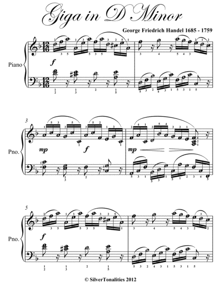 Giga In D Minor Elementary Piano Sheet Music Page 2