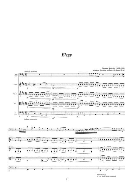Giovanni Bottesini Elegy For Solo Double Bass In Solo Tuning And String Quartet Quintet Or String Orchestra Page 2