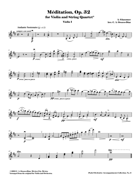 Glazunov Meditation For Violin And String Quartet Op 32 Parts Page 2