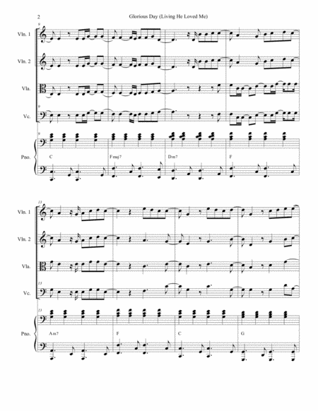 Glorious Day Living He Loved Me For String Quartet Page 2