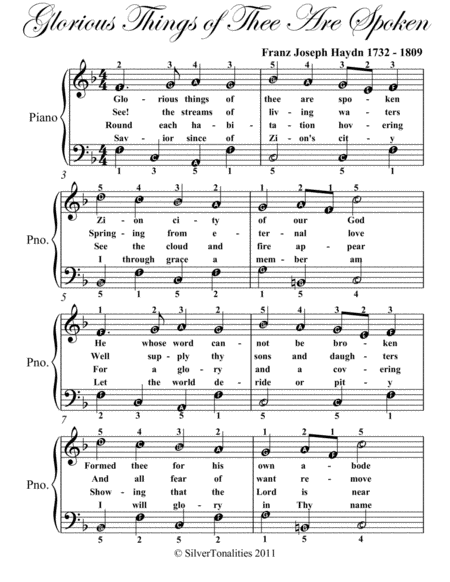 Glorious Things Of Thee Are Spoken Easy Piano Sheet Music Page 2