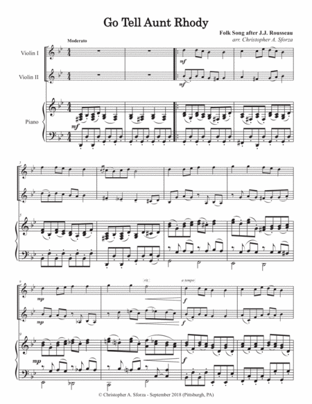 Go Tell Aunt Rhody For Two Violins And Piano Page 2