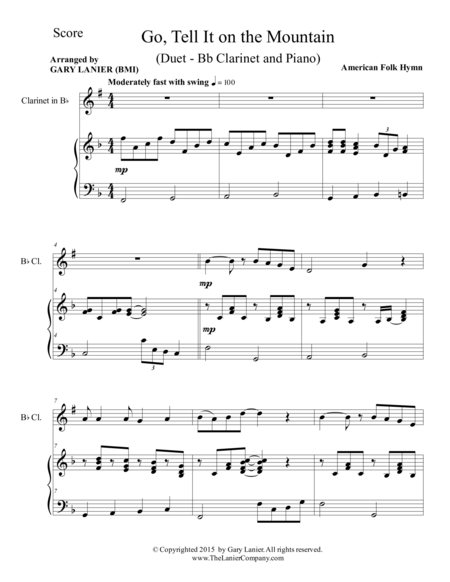 Go Tell It On The Mountain Duet Bb Clarinet And Piano Score And Parts Page 2