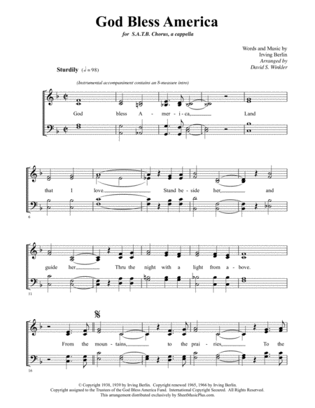 God Bless America A Cappella Page 2