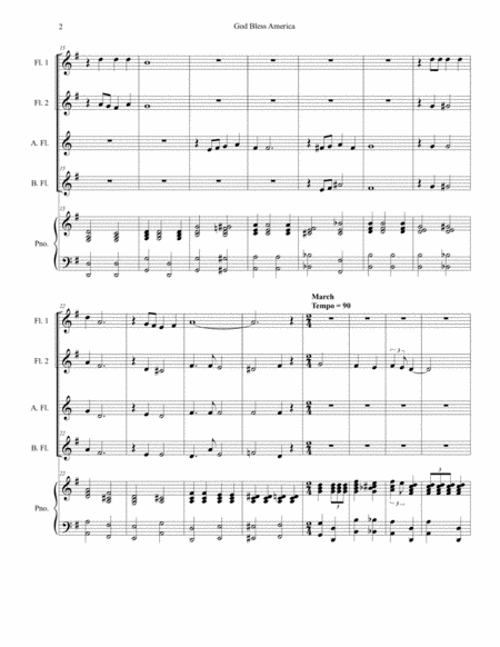 God Bless America For Flute Choir Page 2