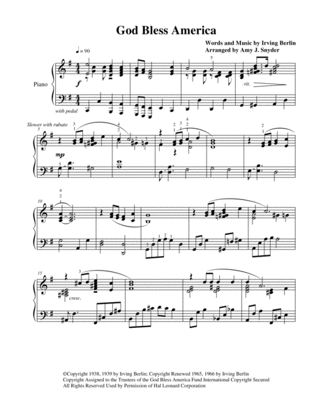 God Bless America Piano Solo Page 2