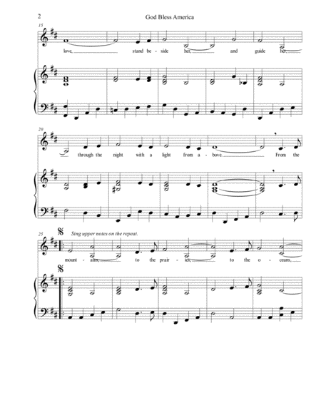 God Bless America Solo Voice Low Piano Accompaniment Arr By Sylvia Chapa Page 2