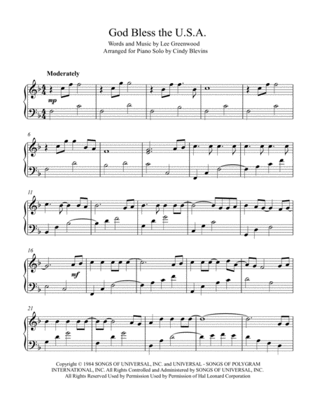 God Bless The Us A Arranged For Piano Solo Page 2