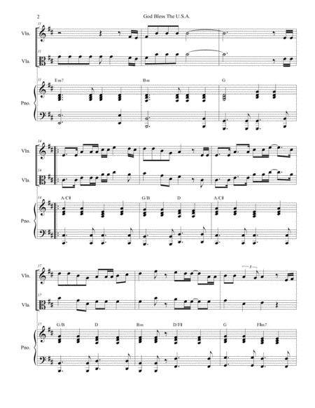 God Bless The Us A Duet For Violin And Viola Page 2