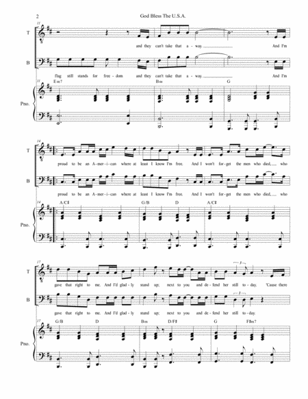 God Bless The Us A For 2 Part Choir Tenor Bass Page 2