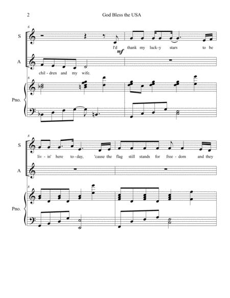 God Bless The Usa Soprano Alto Duet Page 2