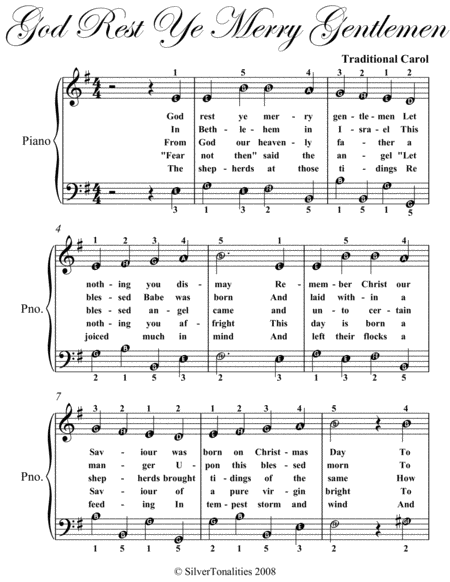 God Rest Ye Merry Gentlemen Easy Piano Sheet Music Page 2