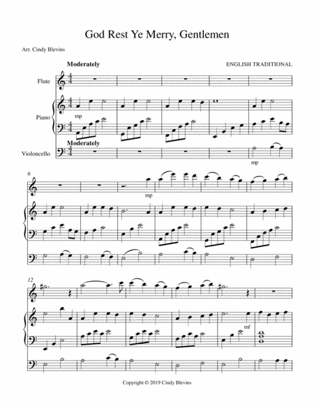 God Rest Ye Merry Gentlemen For Piano Flute And Cello Page 2