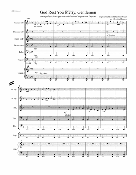 God Rest You Merry Gentlemen For Brass Quintet With Optional Organ And Timpani Page 2