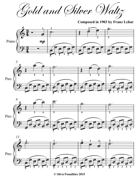 Gold And Silver Waltz Easy Piano Sheet Music Page 2