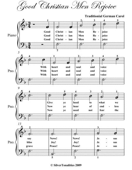 Good Christian Men Rejoice Easiest Piano Sheet Music Page 2