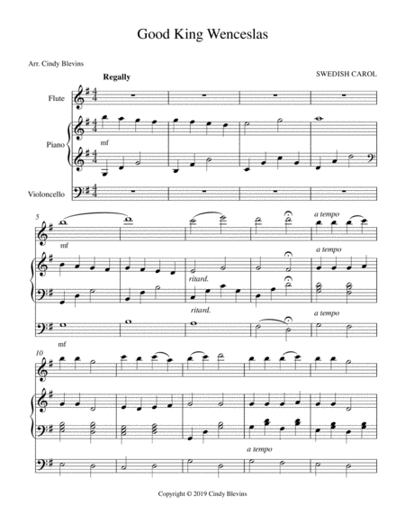 Good King Wenceslas For Piano Flute And Cello Page 2