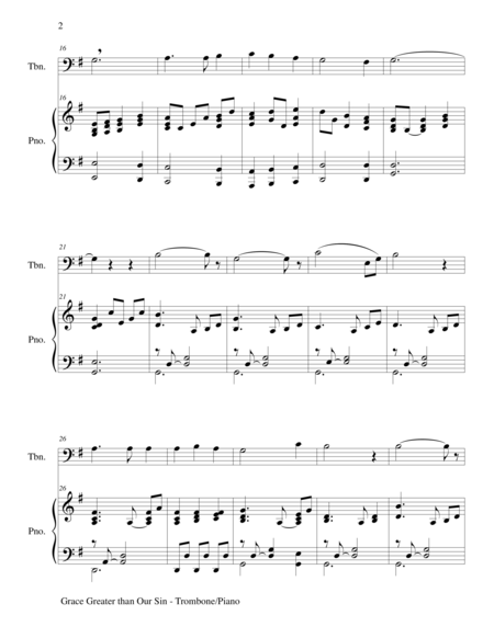 Grace Greater Than Our Sin Trombone Piano And Trombone Part Page 2