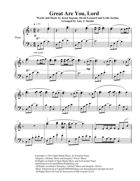 Great Are You Lord Piano Solo Page 2