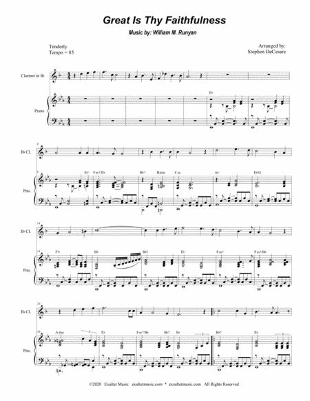 Great Is Thy Faithfulness For Bb Clarinet Solo And Piano Page 2