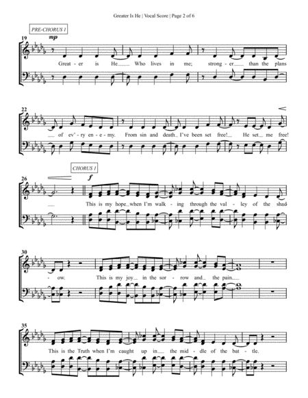 Greater Is He Anthem Vocal Score Page 2