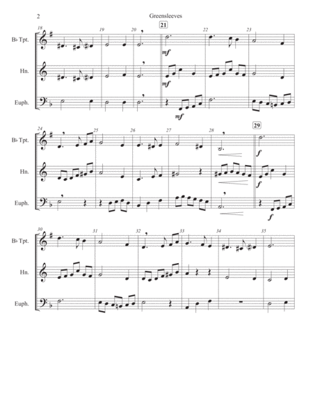 Greensleeves For Brass Trio Score And Parts Page 2