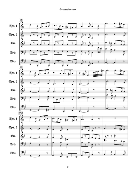 Greensleeves From Shakespearean Music For Brass Quintet Page 2