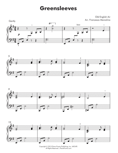 Greensleeves Intermediate Piano Page 2