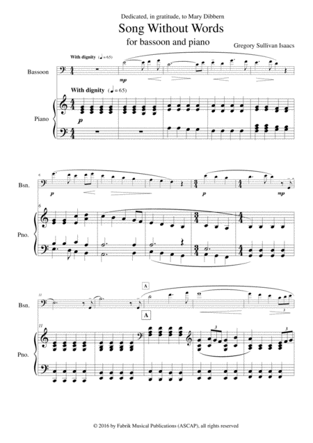 Gregory Sullivan Isaacs Song Without Words For Bassoon And Piano Page 2