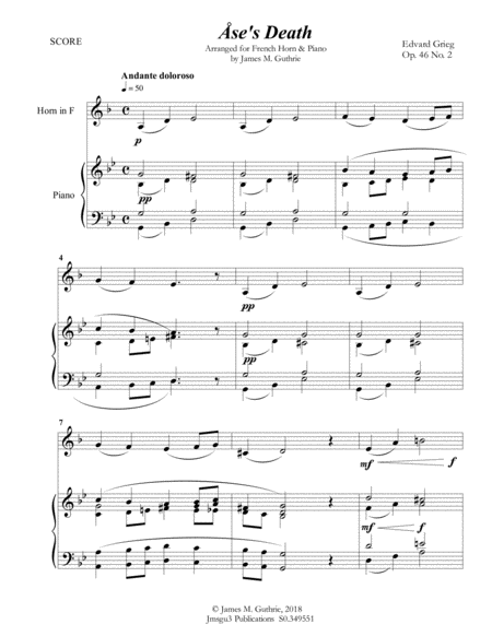 Grieg Ases Death From Peer Gynt Suite For French Horn Piano Page 2