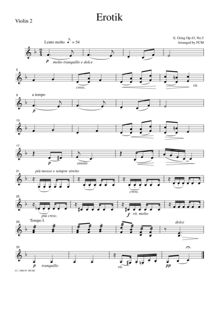 Grieg Erotik Op 43 No 5 For String Quartet Cg201 Page 2