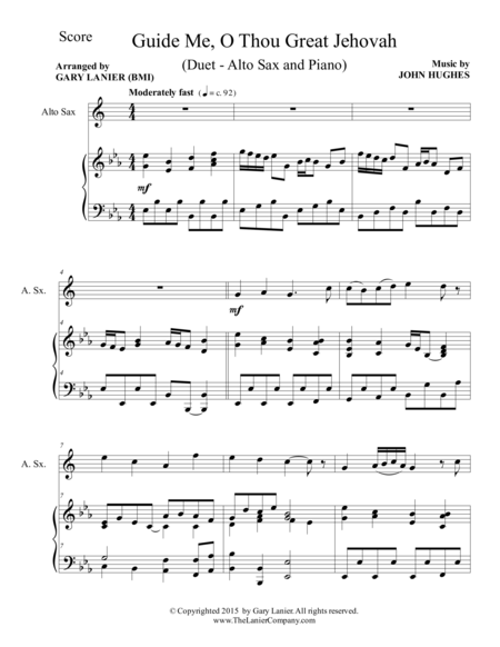 Guide Me O Thou Great Jehovah Duet Alto Sax And Piano Score And Parts Page 2