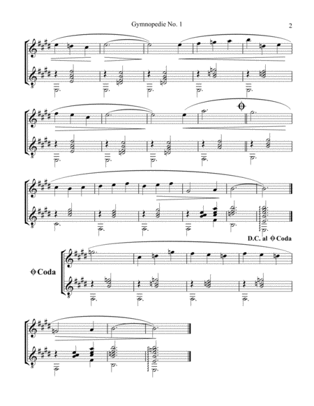 Gymnopedie No 1 For Flute Or Violin And Guitar E Major Page 2