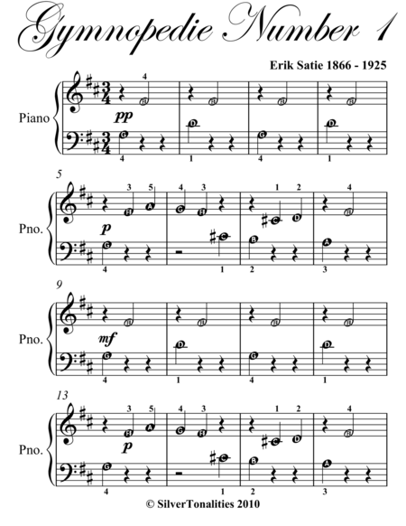 Gymnopedie Number 1 Beginner Piano Sheet Music Page 2