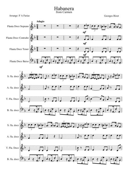Habanera De Bizet Para Quarteto De Flauta Doce Soprano Contralto Tenor E Baixo Page 2