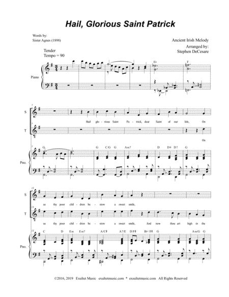 Hail Glorious Saint Patrick Duet For Soprano And Tenor Solo Page 2