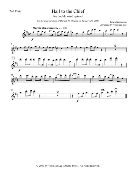 Hail To The Chief For Double Wind Quintet In D Major Arr Lee Set Of Parts Page 2