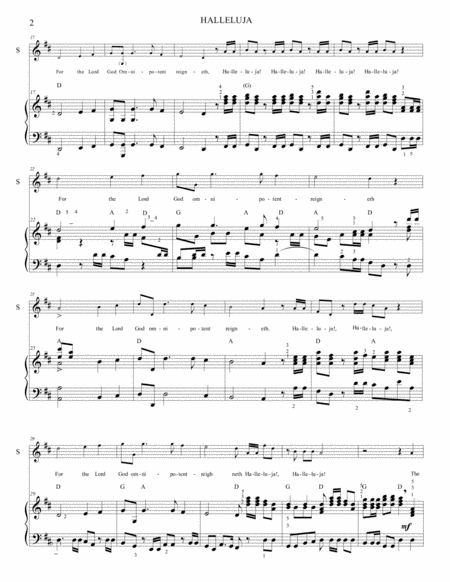 Haleluja From Oratorio Messiah By Georg F Handel Reduction For One Voice And Piano Page 2