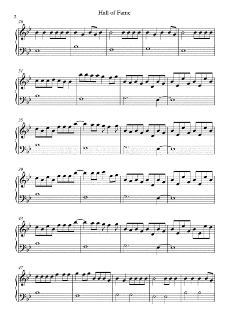 Hall Of Fame The Script Piano Easy To Read Page 2