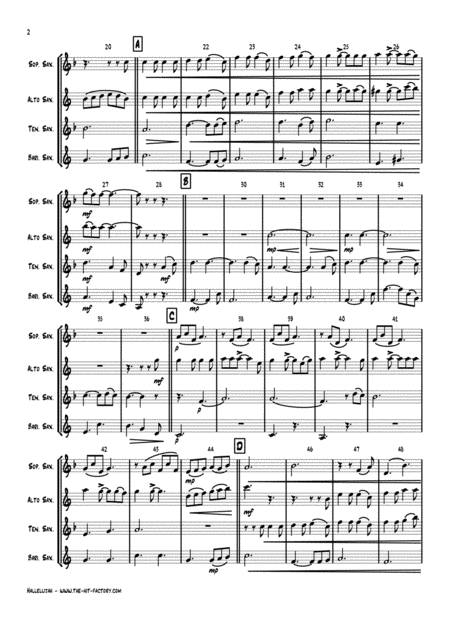 Halleluja Sophisticated Arrangement Of Cohens Classic Saxophone Quartet Page 2