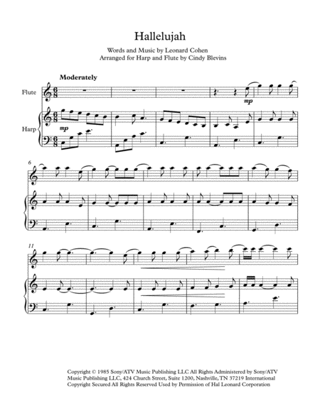 Hallelujah Arranged For Harp And Flute Page 2