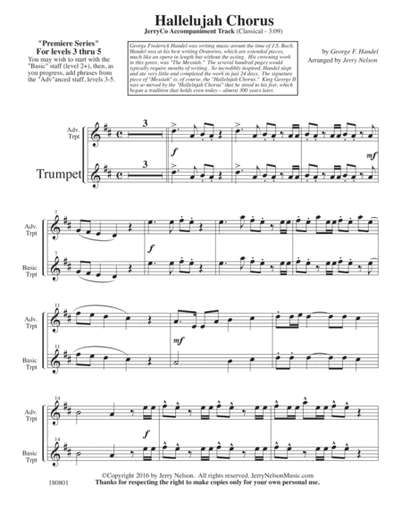 Hallelujah Chorus Arrangements Level 3 5 For Trumpet Written Acc Page 2