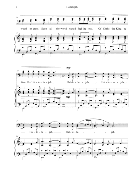 Hallelujah Easter Version 2 Part Bass Clef Voices Page 2